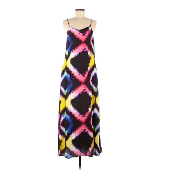 Busayo Collective Multicolor Tie Dye Retro Sleeveless Maxi Slip Dress Size Small - Picture 4 of 7